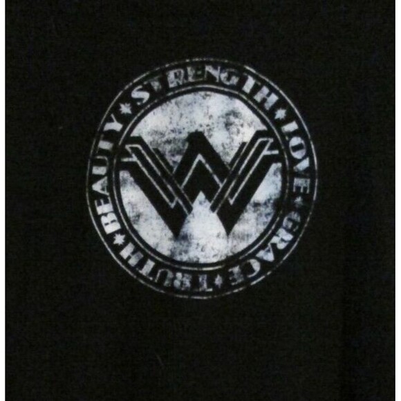 Wonder Woman Black Soft Stretchy Short Sleeve T-Shirt Women's Size Medium Tee To - Picture 2 of 4